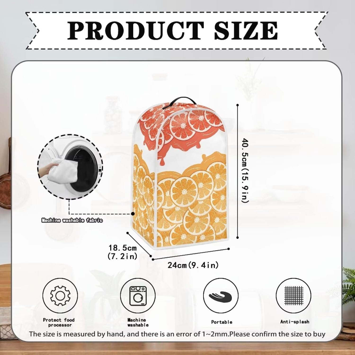 Orange Sliced Juice Print Blender Protective Cover Stand Mixer Cover Kitchen Appliance Covers with Top Handle Food Processor Juicer Coffee Maker Cover Washable Reusable