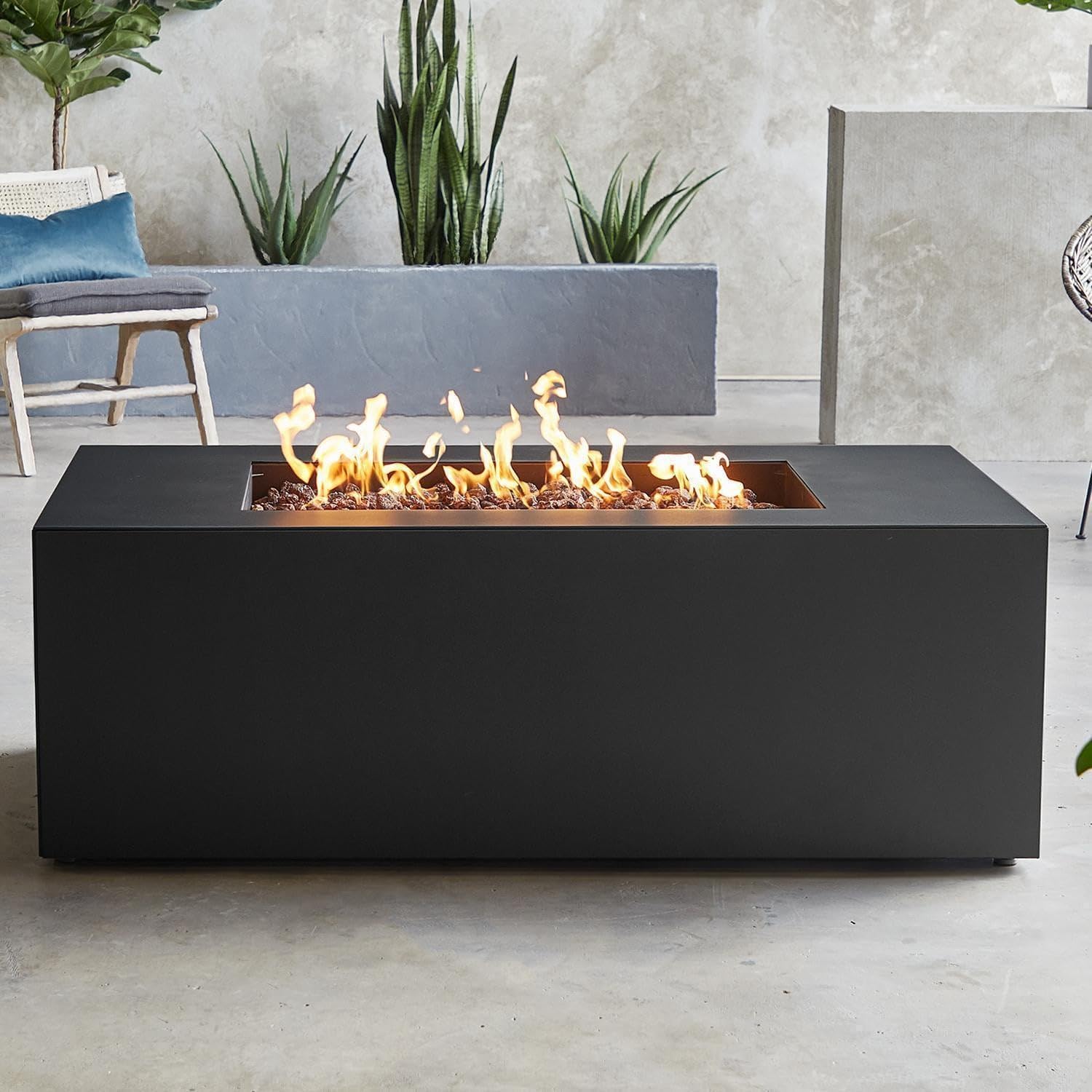 Lakeview Covewood 58-inch Rectangle Propane Fire Table - Charcoal - SC2050LP-CHRC