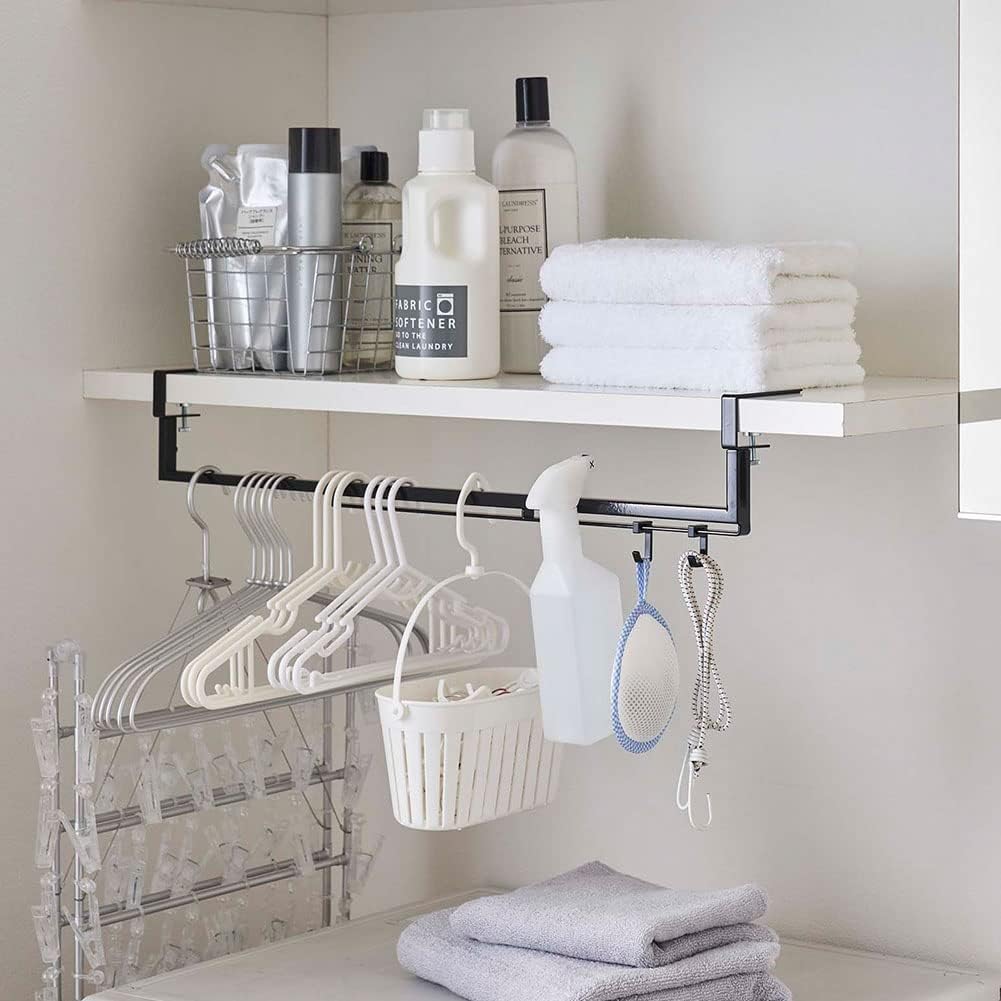 Yamazaki 5647 Telescopic Under Shelf Storage Hanger, Black, Approx. W 18.3-31.5 x D 3.9 x H 4.3 inches (46.5-80 x 10 x 11 cm), Tower, Over Washing Machine Storage, Hanging, Laundry Storage
