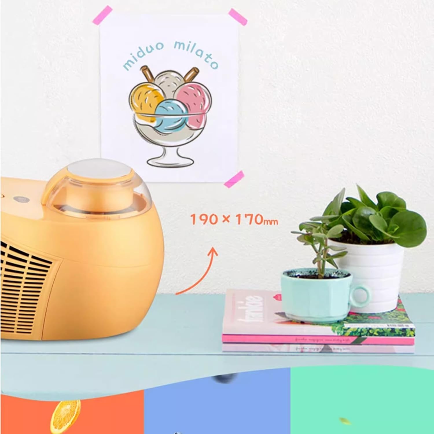 Ice Cream Maker 500ml Mini Ice Cream Machine Home Small Homemade Fully Automatic Fruit Ice Cream Children's Ice Cream Machine Table Top Ice Cream Machine，Fun Kitchen Appliance