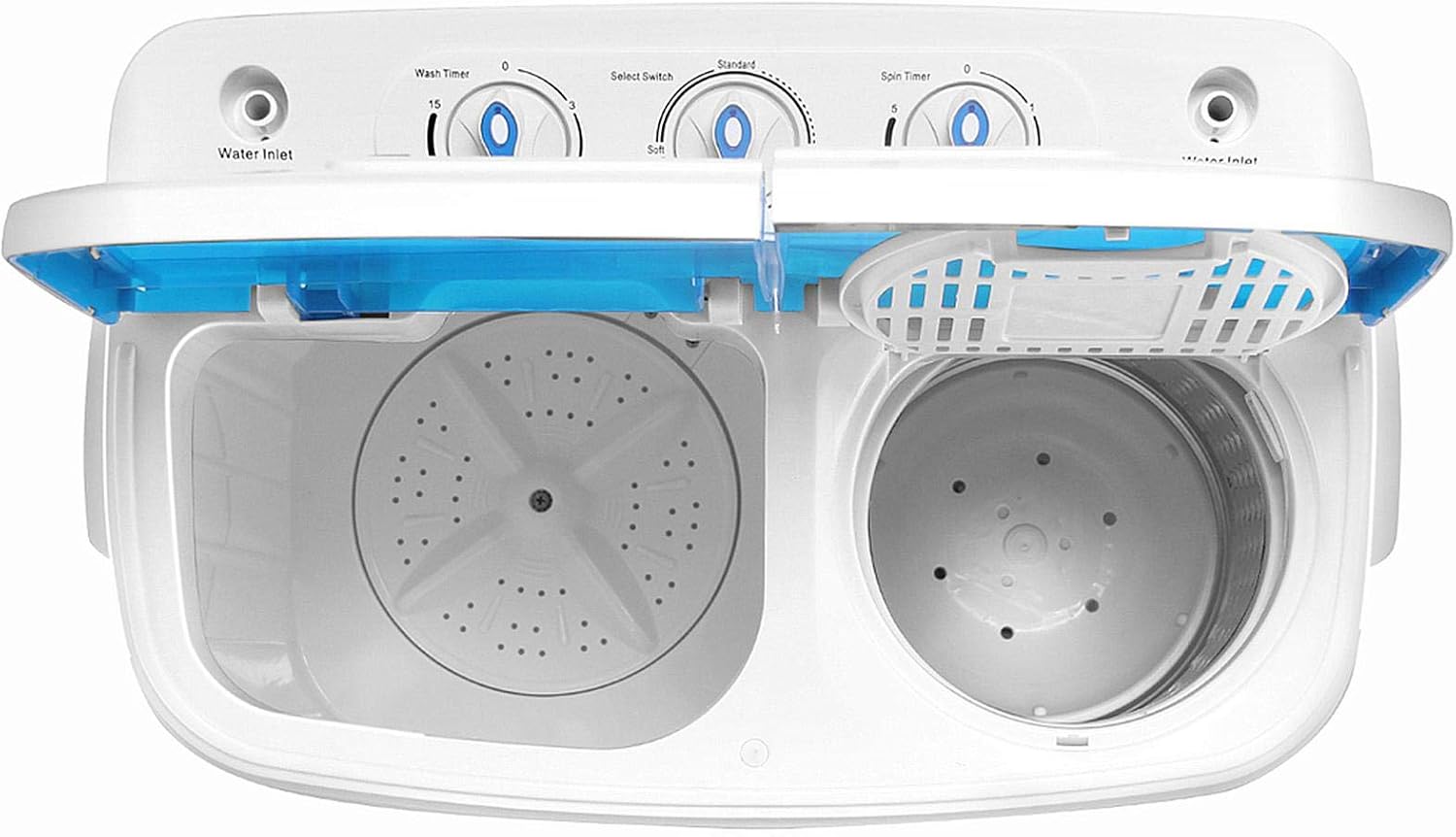 Portable Washing Machine, 13.4 lbs Compact Twin Tub Washer & Spin Dryer Combo for Apartment Dorm RV Camping Dorms College, Energy & Space Saving, Laundry Spin Cycle with Hose