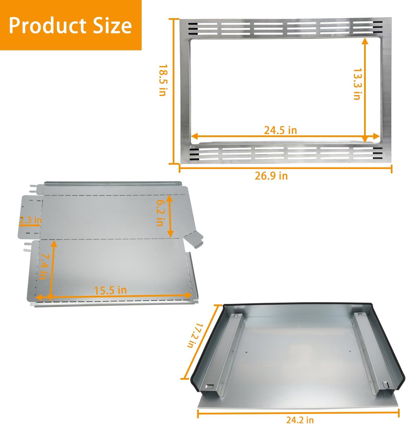 NN-TK922SS 27-inch Trim Kit for 2.2 cu ft Microwave Ovens Compatible with Panasonic, 27 inch, Stainless Steel