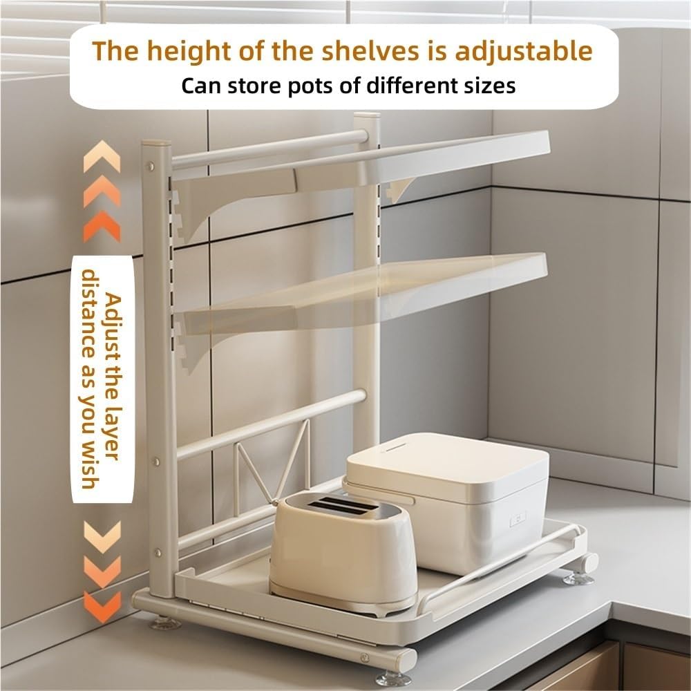 Pull-Out Microwave Stand, Multifunctional Storage Rack for Microwave, Oven and Small Appliances, Kitchen Countertop Organizer, Microwave Shelf, Countertop Organizer(53cm/20.9in)