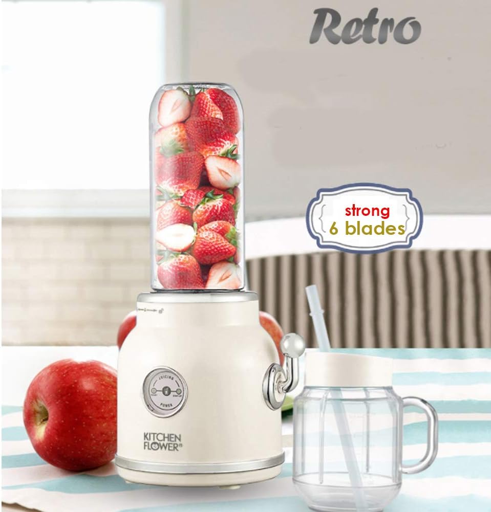Retro Mini Blender Tritan BPA BPA Free Jar Smoothie Ice Crush Blender 600mL Capacity 220v Cream Color