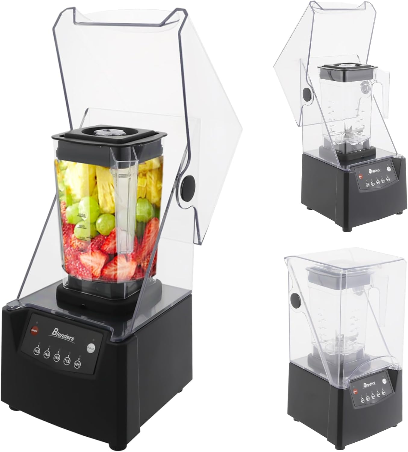 2600W Smoothie Machine, Countertop Blenders with Soundproof Cover, 1.8L/0.48Gal Commercial Blender for Making Smoothies Juices & Milkshakes