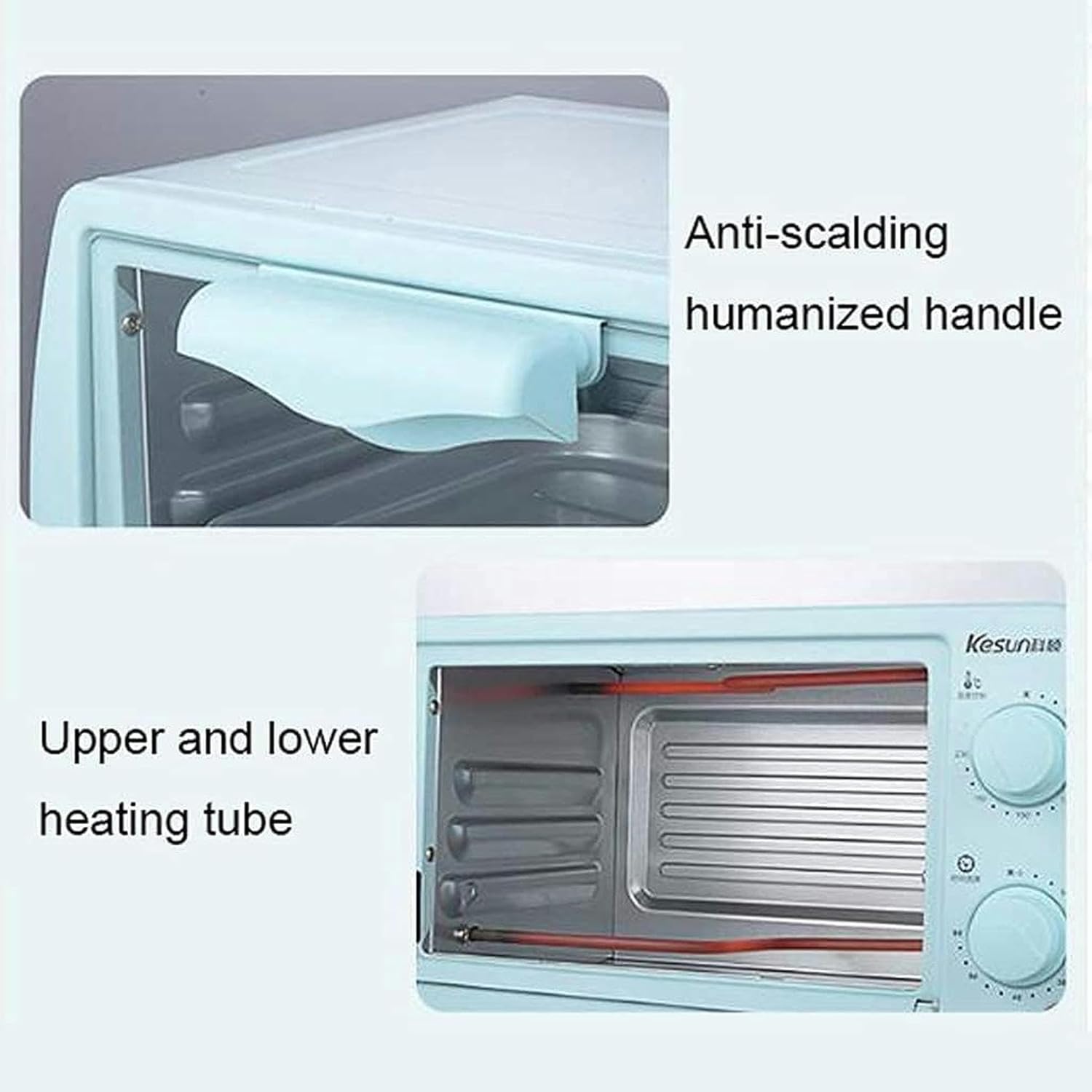 12L Mini Oven Adjustable Temperature 0-230℃ and 60 Minutes Timer Three-Layer Baking Position Household Baking Multi-Function Fully Automatic Electric Oven Baking Cake Bread Pizza with Access (Blue)-1*