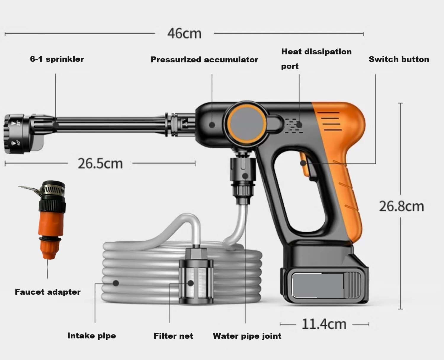 Cordless Pressure Washer, 30Bar Battery Powered with 3 Spray Modes and Accessories, Handheld Electric Power Washers for Cars/Fences/Driveways/Patios/Home Cleaning (Brushless)