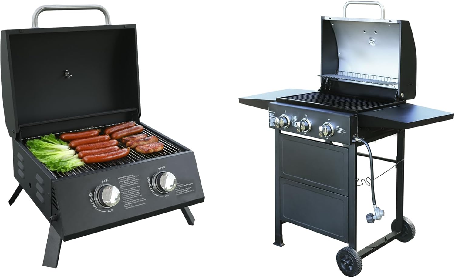 3-Burner Propane Grill, Gas Grill with front hanging basket, 30000 BTU barbecue grill,gas bbq suitable for Backyard, Outdoor, Patio, Garden.Outside (Combination)