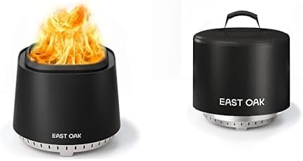 EAST OAK 17'' Fire Pit, Pitch Charcoal, with Cover