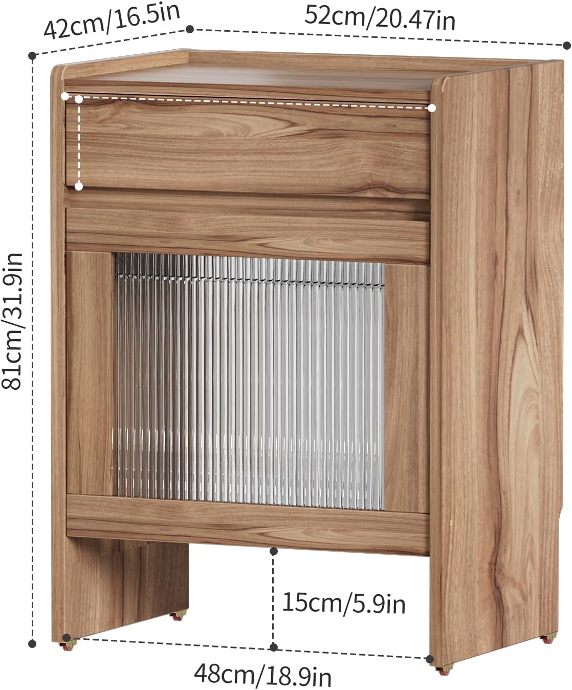 PAKASEPT Mobile Robot Vacuum Storage Cabinet Side Table, Multi Tier End Cabinet with Wheels for Living Room Kitchen
