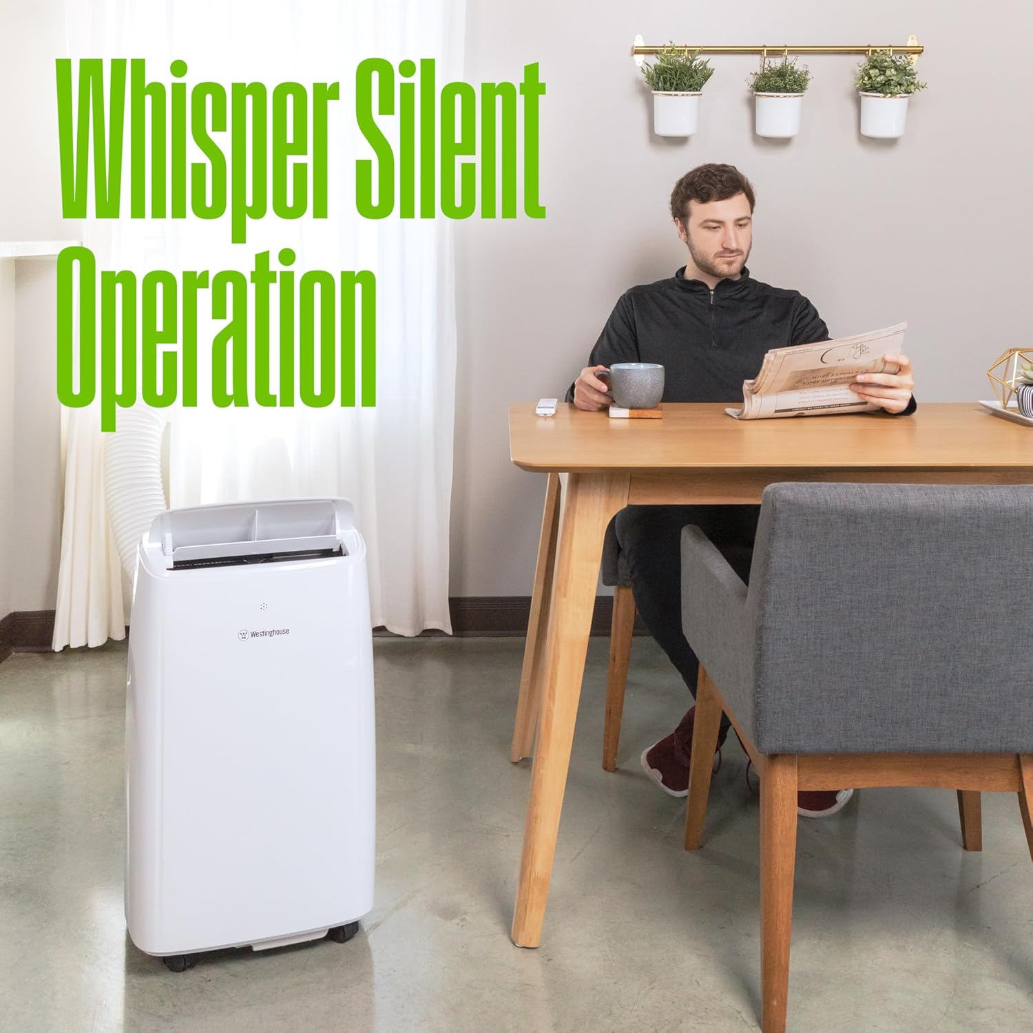 Westinghouse 10,000 BTU Air Conditioner Portable For Rooms Up To 450 Square Feet, Portable AC with Home Dehumidifier, Smart App, 3-Speed Fan, Programmable Timer, Remote Control, Window Kit, White