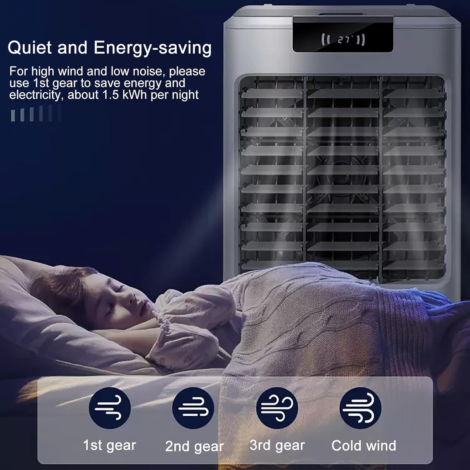 3 in 1 Portable Air Conditioner, Swamp Cooler, Evaporative Air Cooler Outdoor Cooling Fan, 120° Oscillating, 3 Speed for Patio Garage Industry Commercial Use(44.5x34x100cm/18x13x39inch)