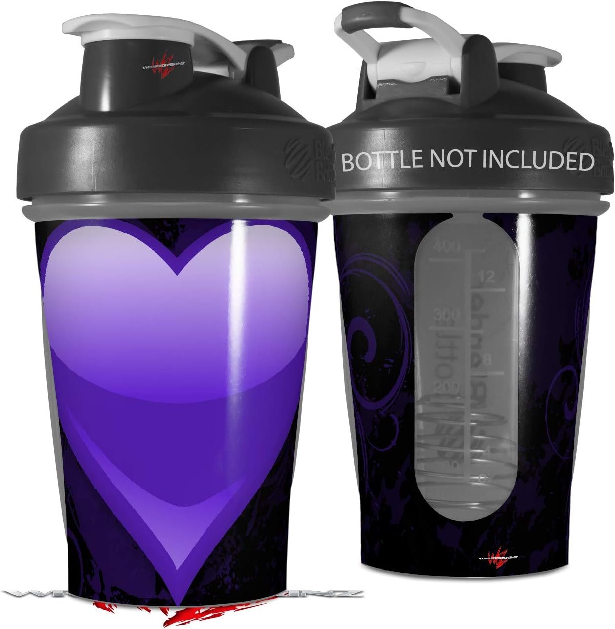 Decal Style Skin Wrap works with Blender Bottle 20oz Glass Heart Grunge Purple (BOTTLE NOT INCLUDED)