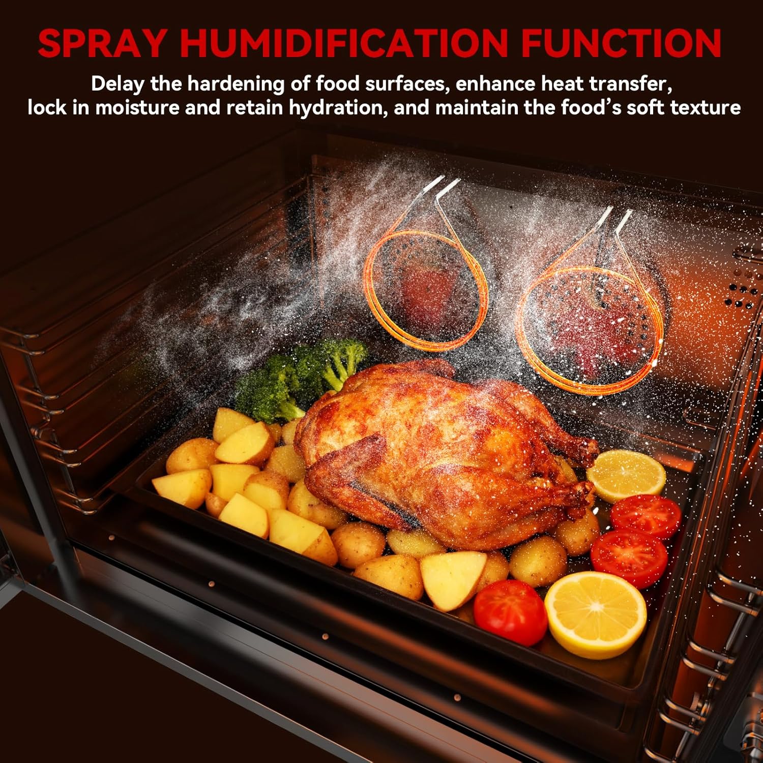 CROSSON Commercial Convection Oven Full Size 125L/4.4 cu.ft.,240V/4500W Conventional Oven Countertop 4-Tier Commercial Toaster oven w/Front Glass Door, w/Trays Wire for Restaurant Bakery