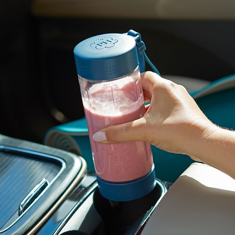 Portable Rechargeable Blender with 6-Prong Blade, 16oz BPA-Free Jar, 20+ Blends per Charge – Perfect for Smoothies, Frozen Drinks, and More – On-the-Go Convenience with Extra Lid & Safety Lock