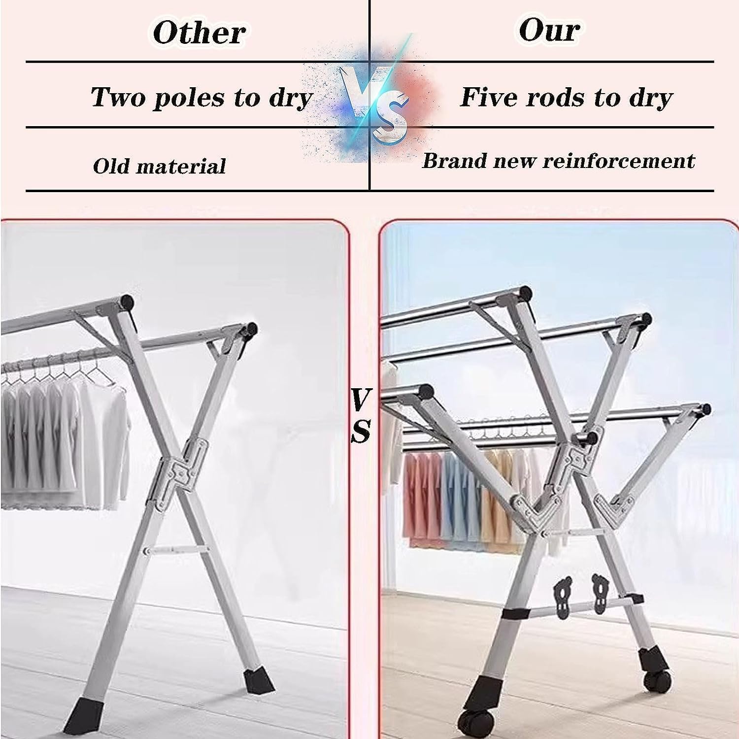 Laundry Rack Clothes Drying Rack Laundry Stand Retractable Clothes Drying Rack Stainless Steel Clothes Dryer Rack Folding Garment Rack On Wheels Portable Laundry Rack Laundry Drying Rack Clothing Dr