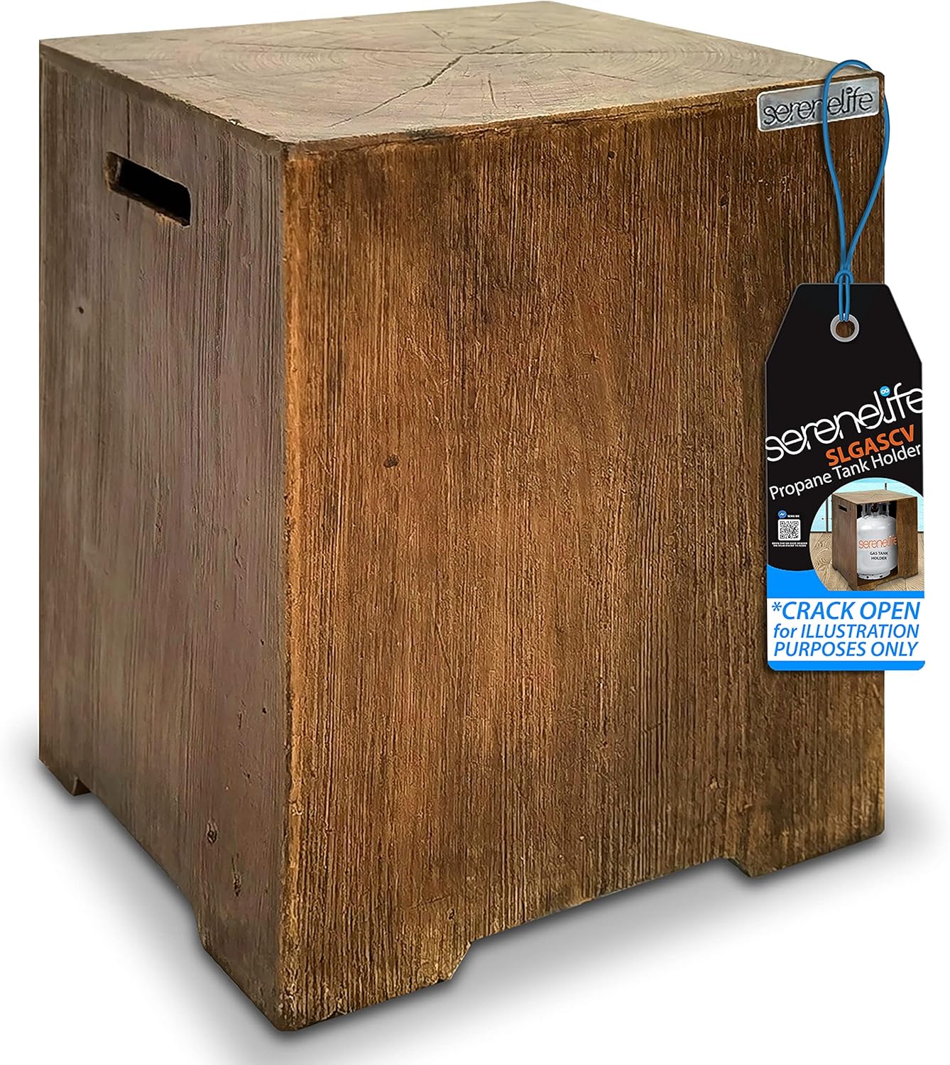 Outdoor Propane Gas Tank Holder - Wood-Grain Propane Tank Holder - Holds 20 Lbs. Clean Burning Propane Gas Tank - Works with SLCNX76 and SLFPLG9 Outdoor Propane Fire Pit Table - SereneLife SLGASCV