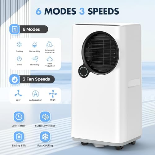 Portable Air Conditioners, 16000 BTU Smart Room Air Conditioner with Cooling/Dehumidifier/Fan, auto Oscillation, 24-Hour Timed Remote Control