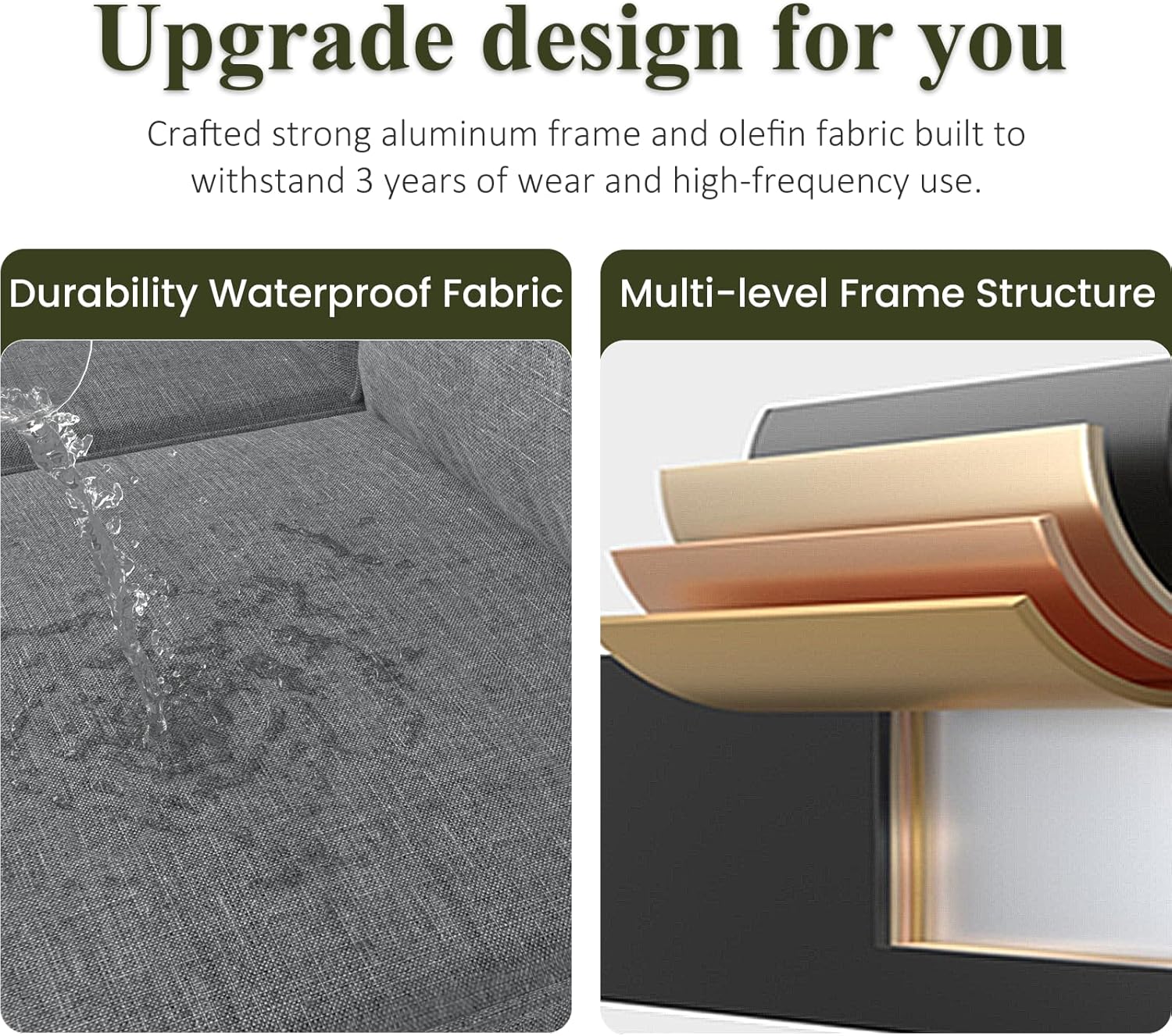 LayinSun 4 Piece Aluminum Outdoor Furniture Set with Fire Pit Table, Outside Patio Deep Seating Conversation Set with Upgraded Washable Thick Cushion