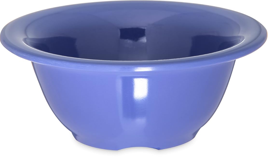 Carlisle FoodService Products Sierrus Reusable Plastic Bowl with Rim for Buffets, Restaurants, and Home, Melamine, 10 Ounces, Ocean Blue, (Pack of 24)