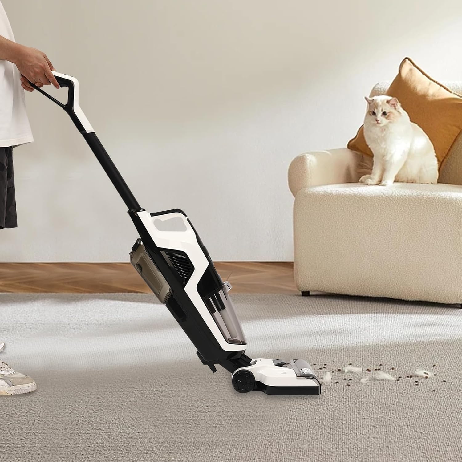Cord-Less Hard Floor Cleaner, Cord-Less Wet Dry Vacuum Cleaner, Suction(＞3000pa), Home Use Electric Mop Washer, for Kitchens, Living Rooms, Bedrooms, Ceramic Tiles
