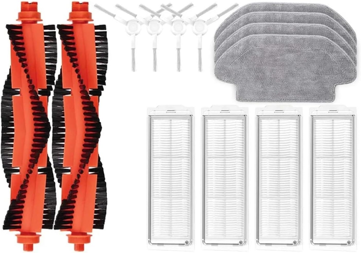 Compatible for Vacuum S10 S12 B106GL Replacement Spare Parts Accessories Main Side Brush Hepa Filter Mop Cloth(S1014PCS White)