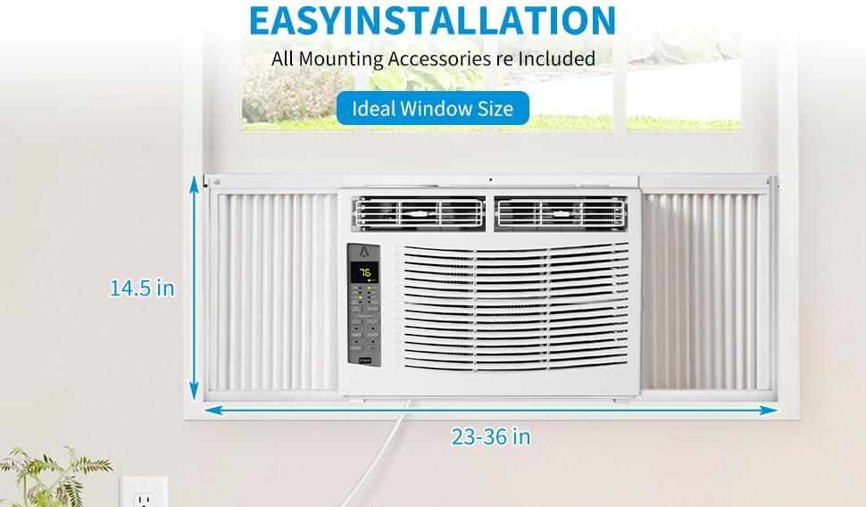 Window Air Conditioner, 6000 BTU WiFi Smart Window AC, Energy Saving, Quiet Operation, Efficient Cooling, Remote Controlled, Fast Cooling for Rooms up to 269 Sq Ft, Ideal for Bedrooms & Workspaces