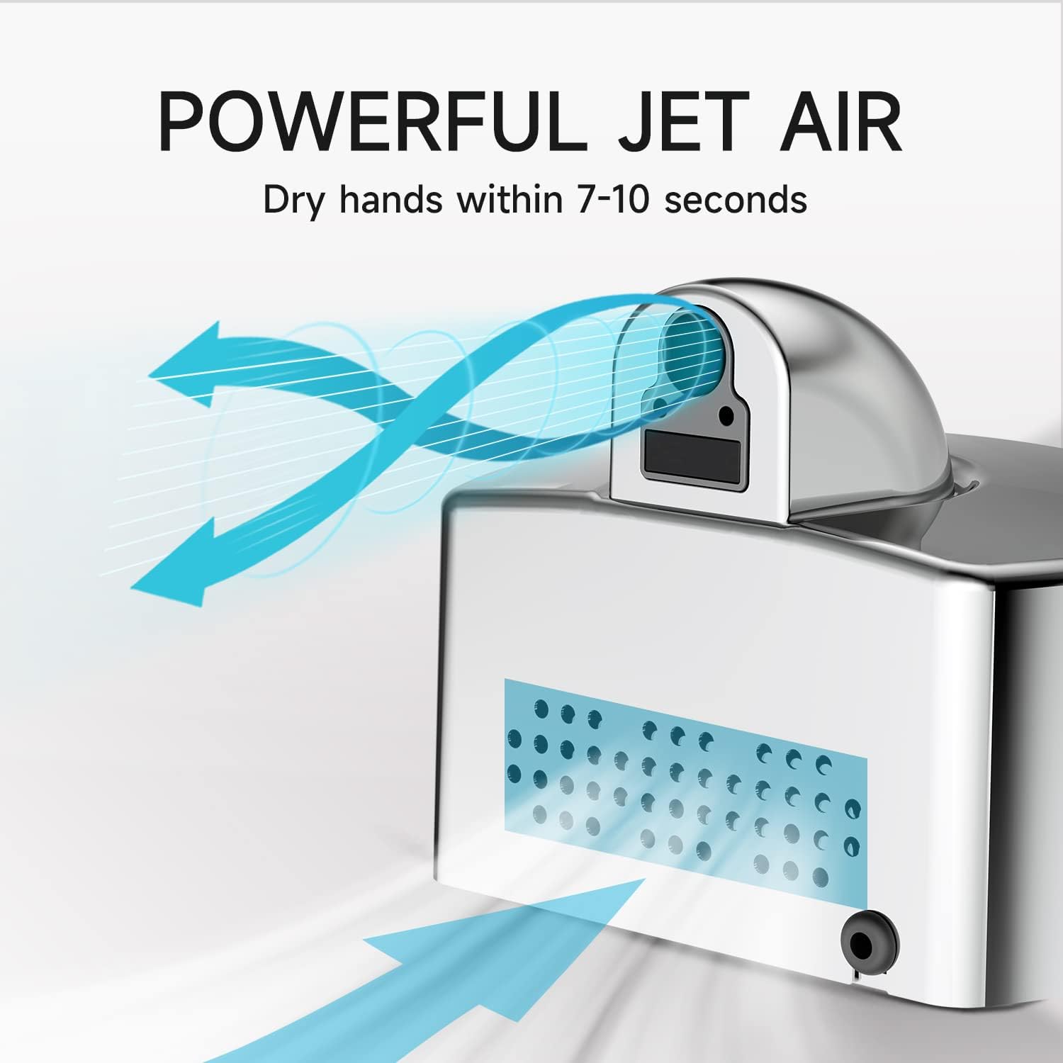 JETWELL Elegant Compact Commercial Hand Dryer, High Speed Automatic Warm Wind, Hardwired Stainless Steel Cover, AC110V-130V JW2830