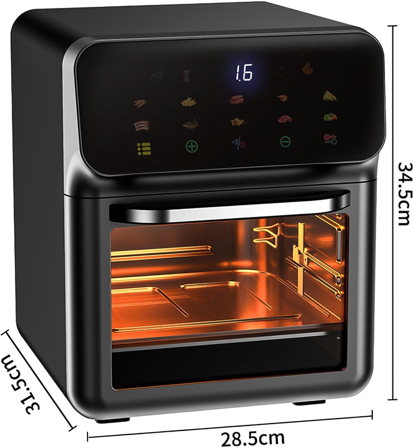 16L Air Fryer Convection Oven Combo, 60min free timer with Built-in baking light, Flip Up & Away 1500W Capability Toaster Oven for oast, Bake, and Broil, Smart