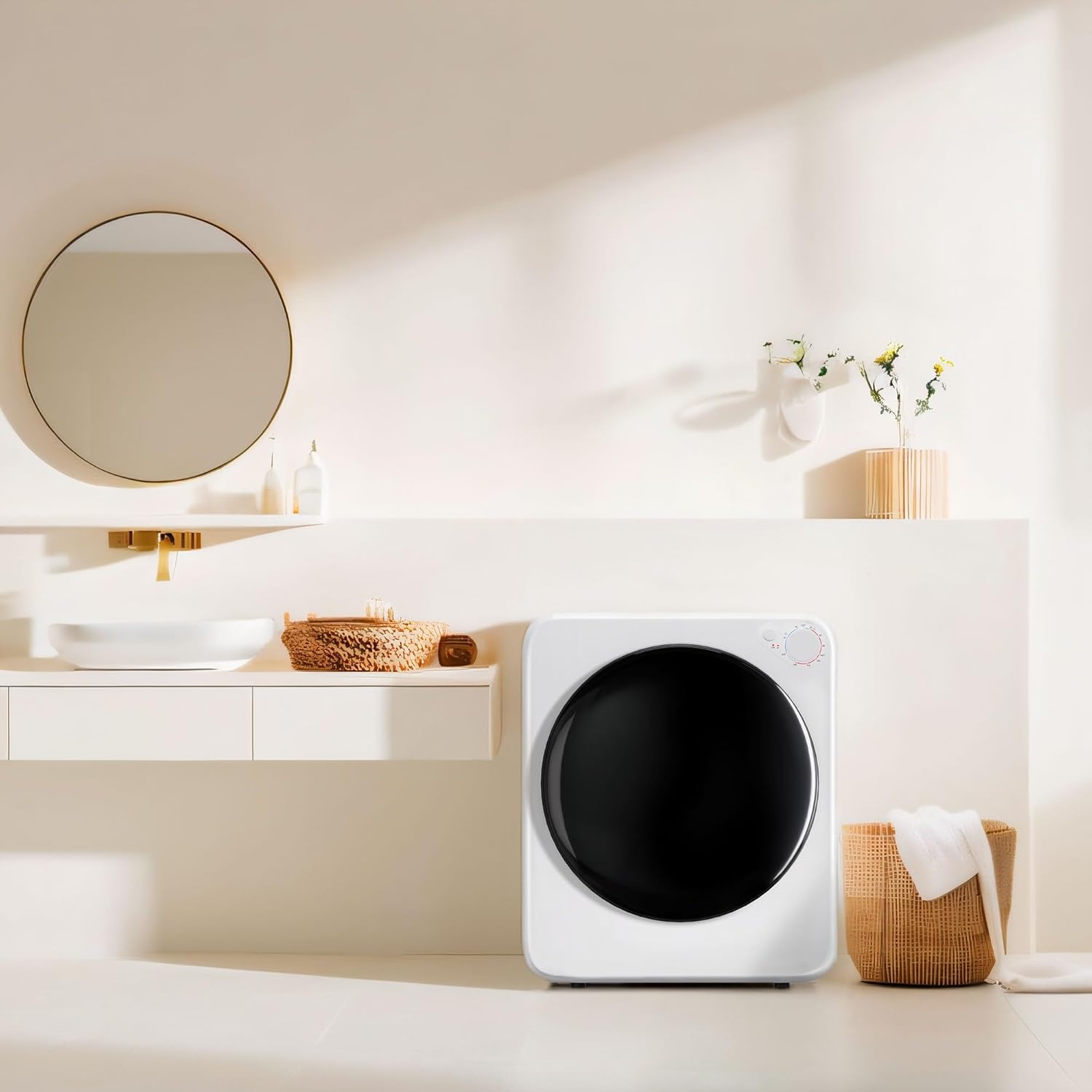 120V Portable Clothes Dryer, 800W Compact Laundry Dryer, Easy Control, 1.6 Cu.Ft Front Load Stainless Steel Electric Dryers Machine with Simple Control Knob for Apartment, RV, Dorm