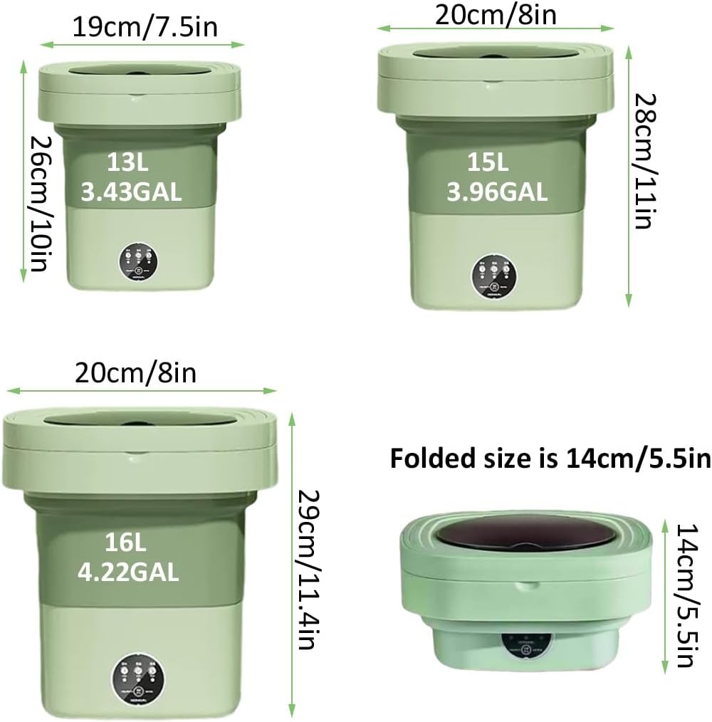 Generic Home Washing Machine Outdoor Portable Clothes Washer For Underwear Socks Baby Clothes Foldable With 13/15/16L Capacity(19x26cm/7.5x10in), GARPAKRVE-19X26CM/7.5X10IN