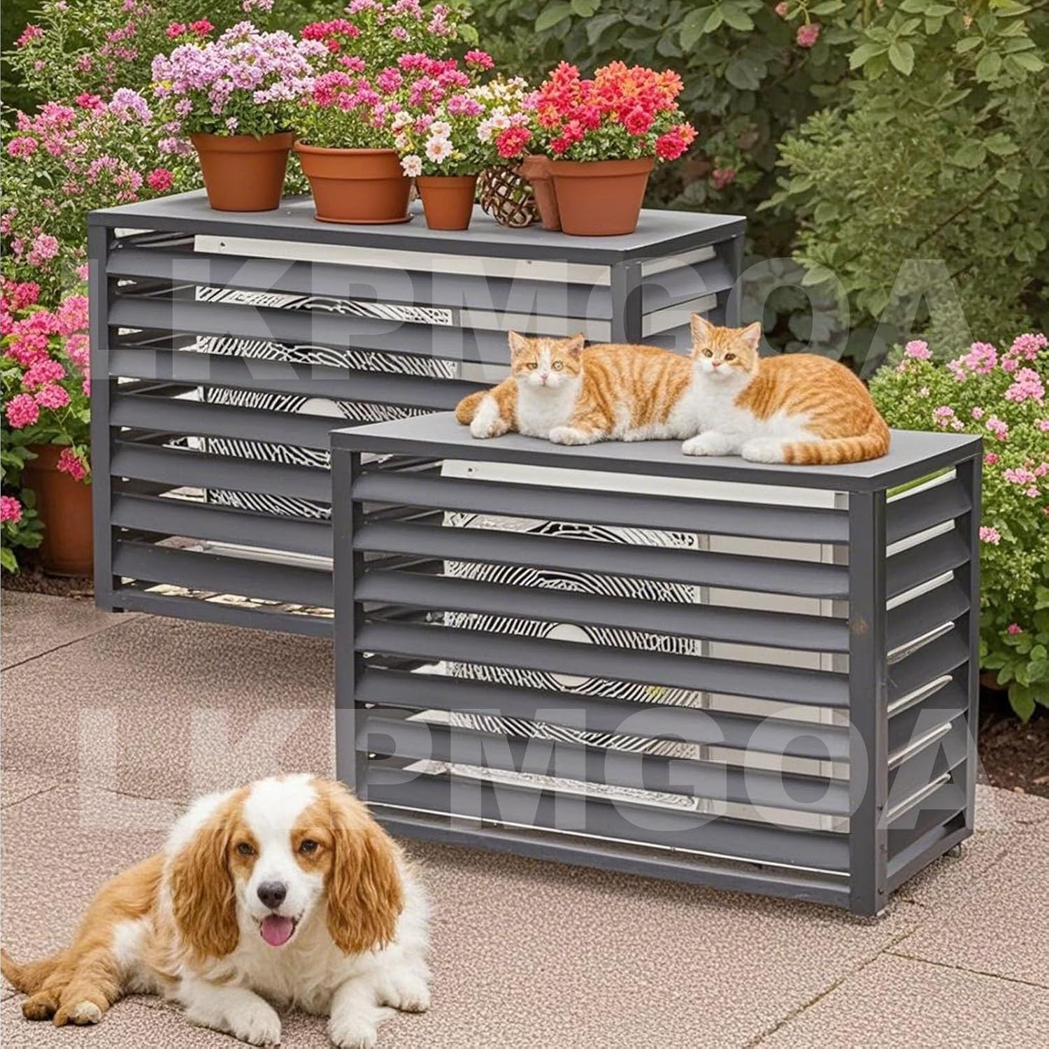 Air Conditioner Cover for Outside Unit, Aluminum Air Conditioner Cover, for Outdoor Privacy, Noise Reduction, Theft Prevention(Brown,110cm)