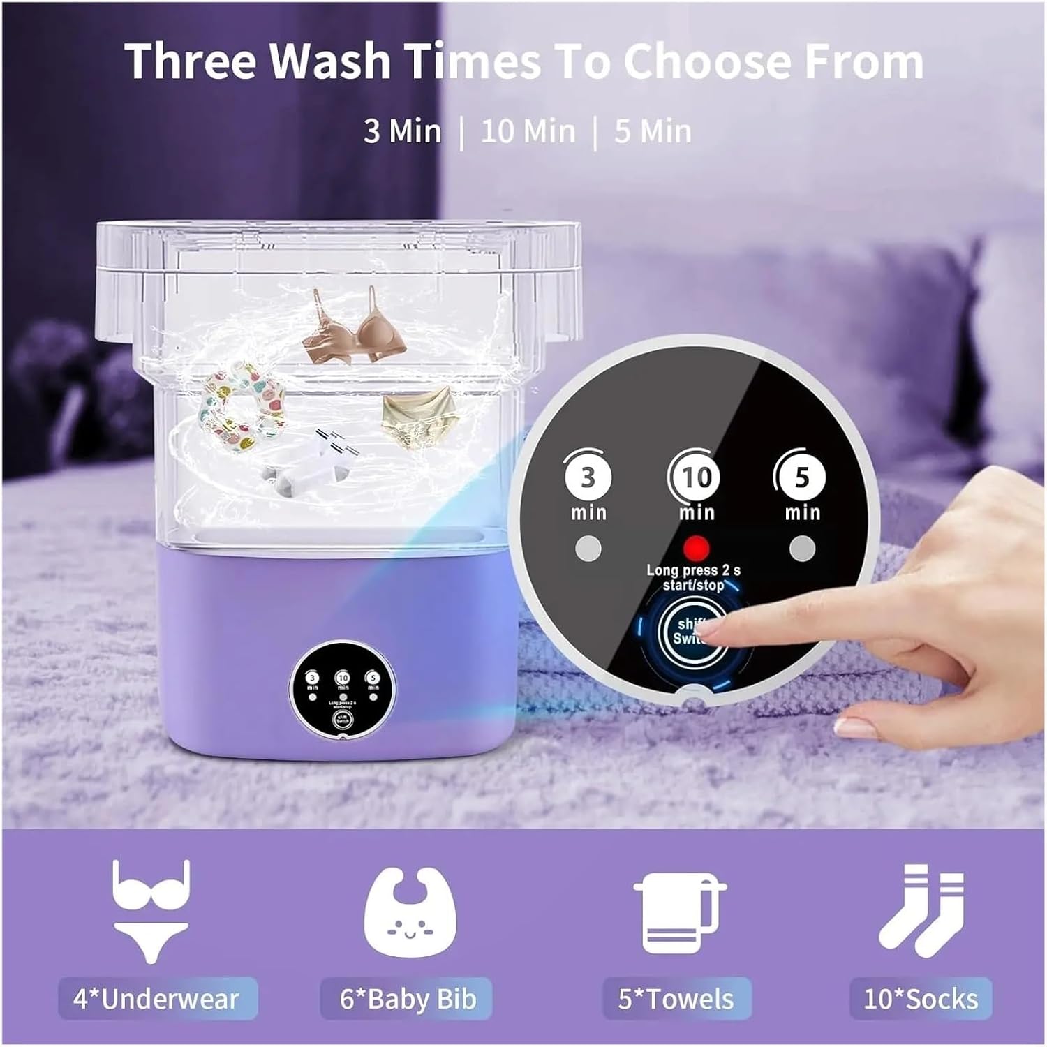 Portable Washing Machine,Portable Washer With Modes Deep Cleaning,Folding Washer Of Underwear,Foldable Small,for Travel,Camping, RV & Dorms