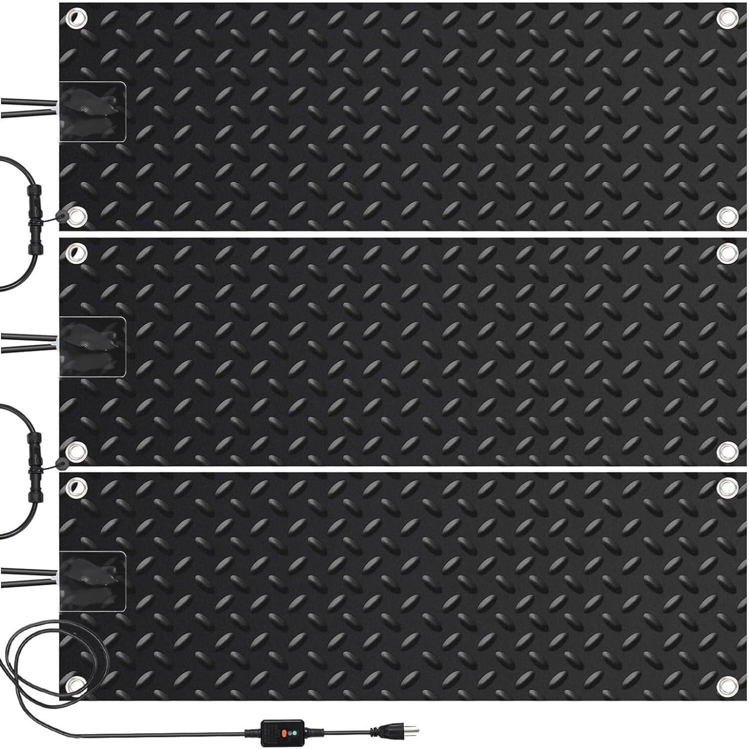 3-Pack Snow Melting Walkway Mats, Outdoor Anti-Slip Heated Rubber Mats, 2 in/hr Speed Ice and Snow Heating Mats for Winter Outdoor Stairs, Steps, Doorways, Walkways, Driveways ( Size : 10x48in(25.4x12