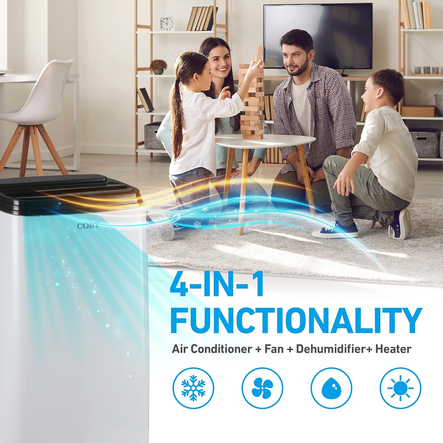 Coby CBPAC815H 4-in-1 AC Unit, Heater, Dehumidifier & Fan, 12,000 BTUs Portable-air-conditioners, White