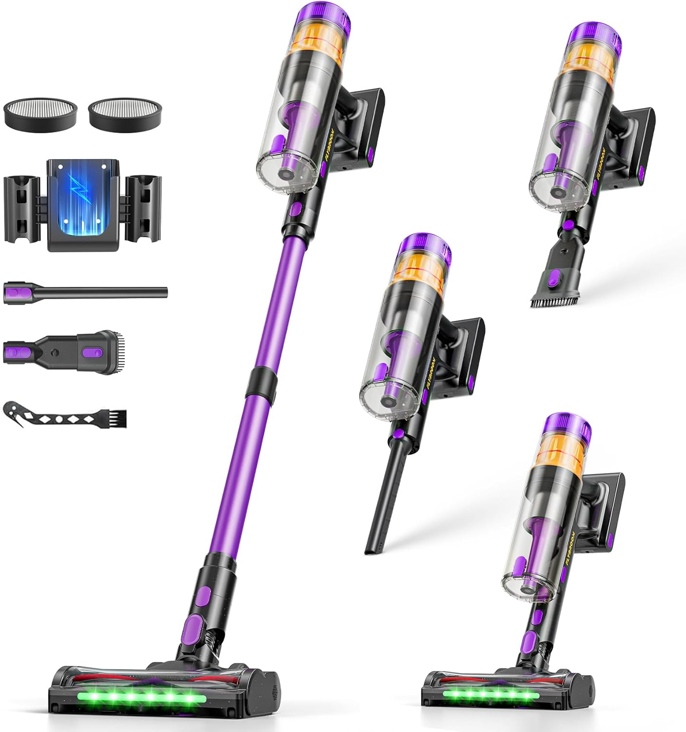 Cordless Vacuum Cleaner, 650W 48KPa Vacuum Cleaners for Home, Self-Standing Stick Vacuums with LED Display, Anti-Tangle, Lightweight, Stick Vacuum Rechargeable for Pet Hair Carpet Floor