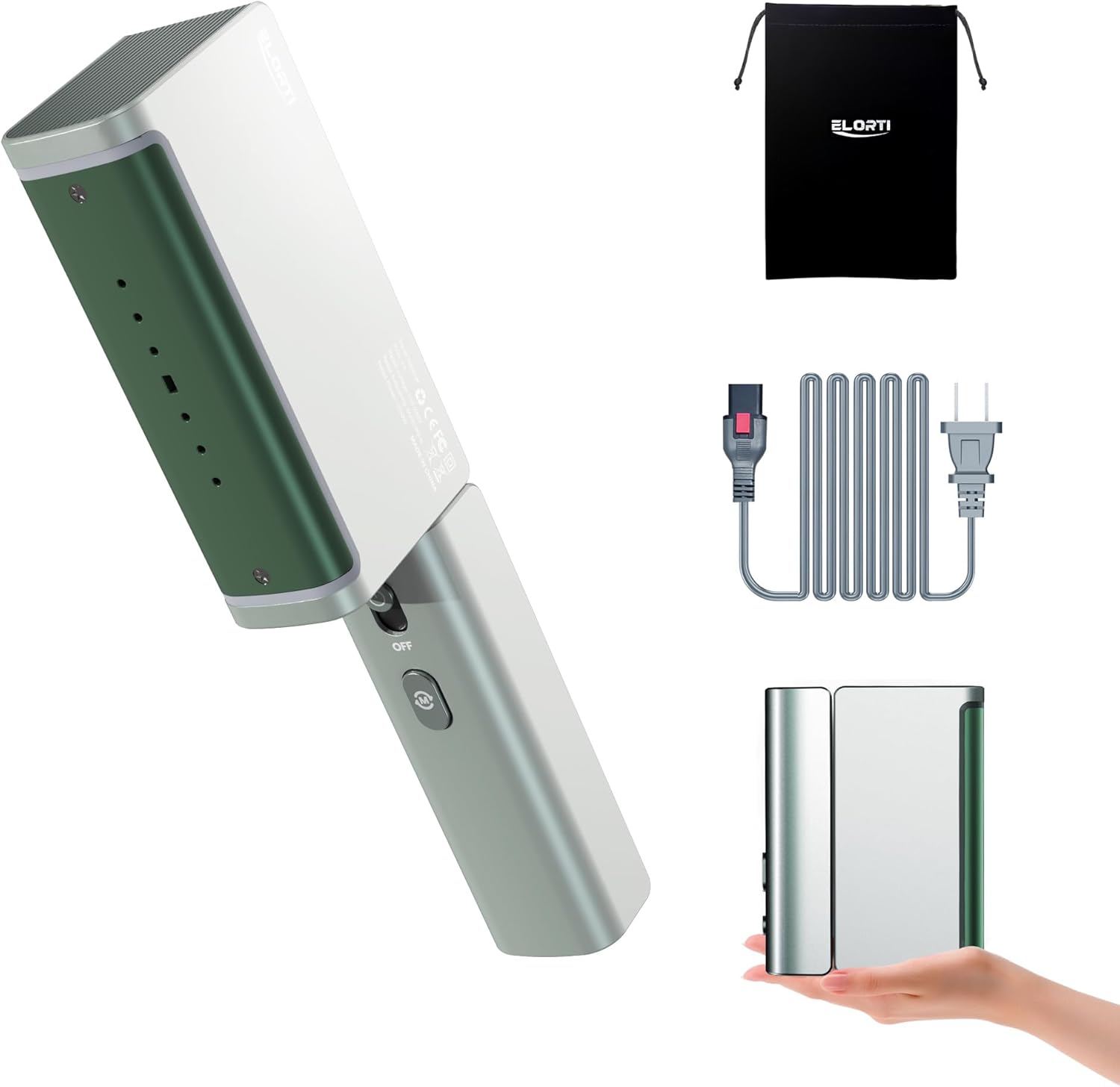 1200W Travel Steamer for Clothes Portable Mini, Dual Voltage (110-220V), Foldable Clothes Steamer and Iron, Compact Garment steamer,15s Fast Heat-Up, Pluggable Cable, Worldwide Travel (Green)