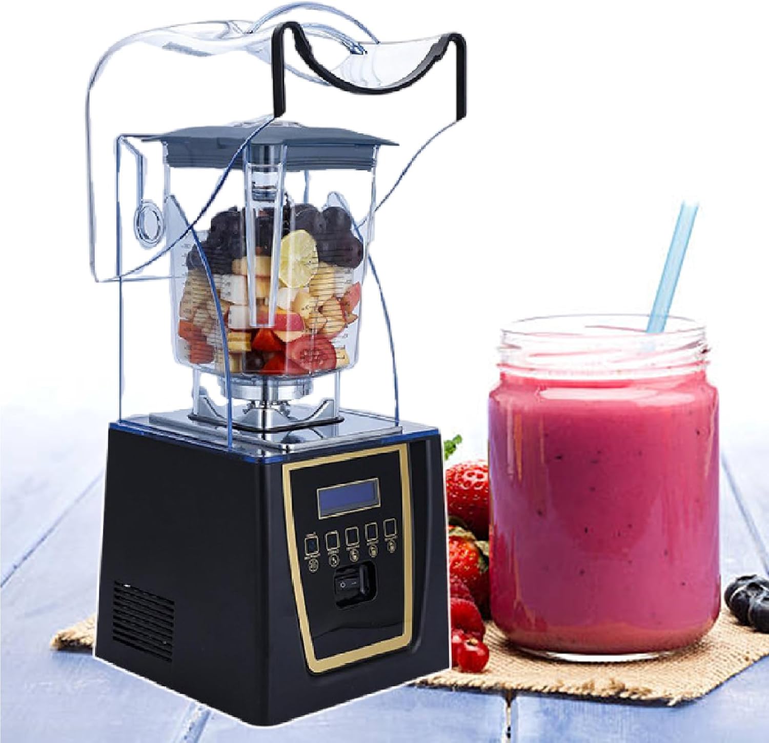 Commercial Quiet Blender, 1800 W Professional Countertop Blender with 70oz Pitcher And Self-Cleaning Functional, 30000r/min Soundproof Smoothie Machine,110V