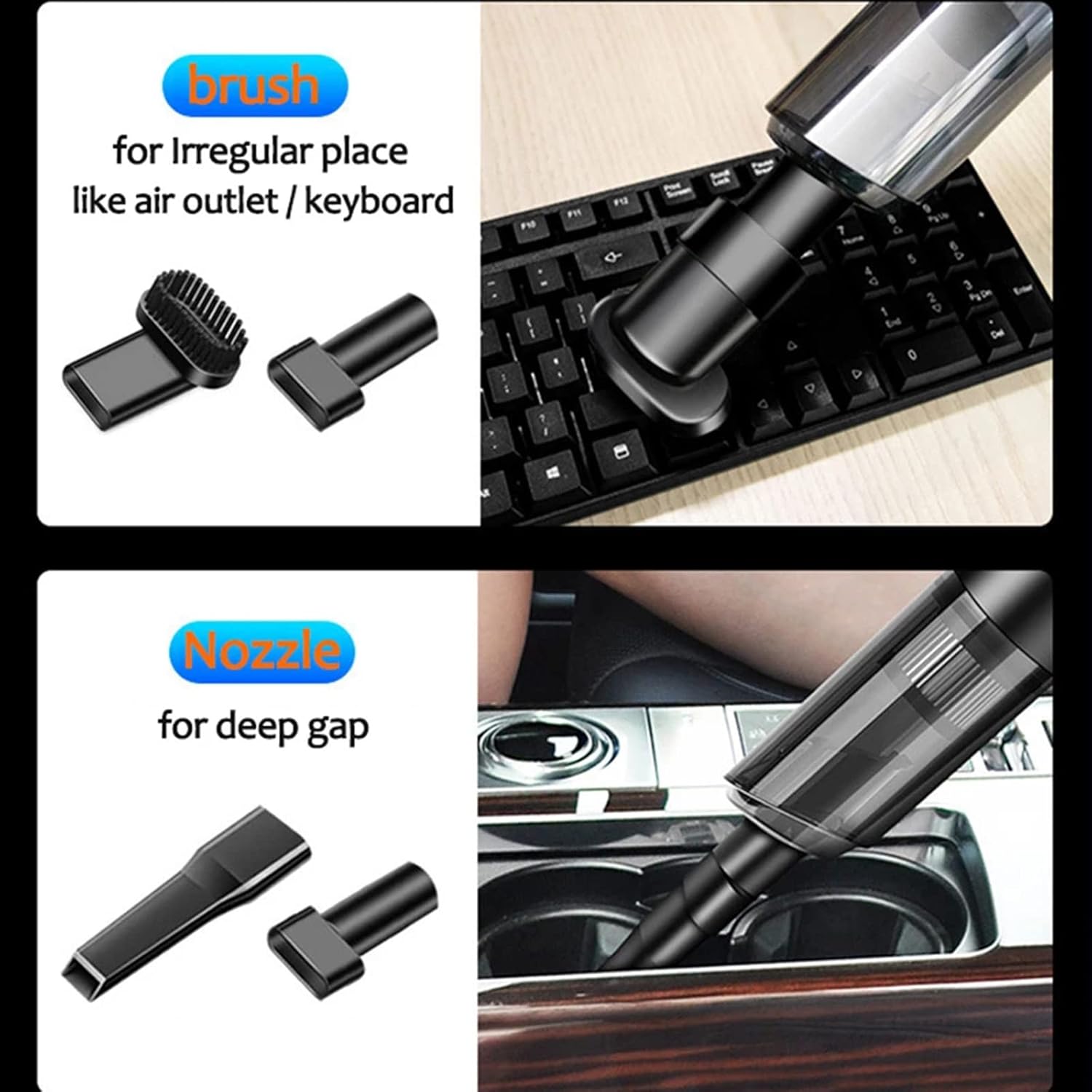 Portable Wireless Car Vacuum Cleaner Foldable Vehicle Home Mini Handheld Vacuum Strong Suction Cordless Cleaner for Car Interior, Home, Office,White