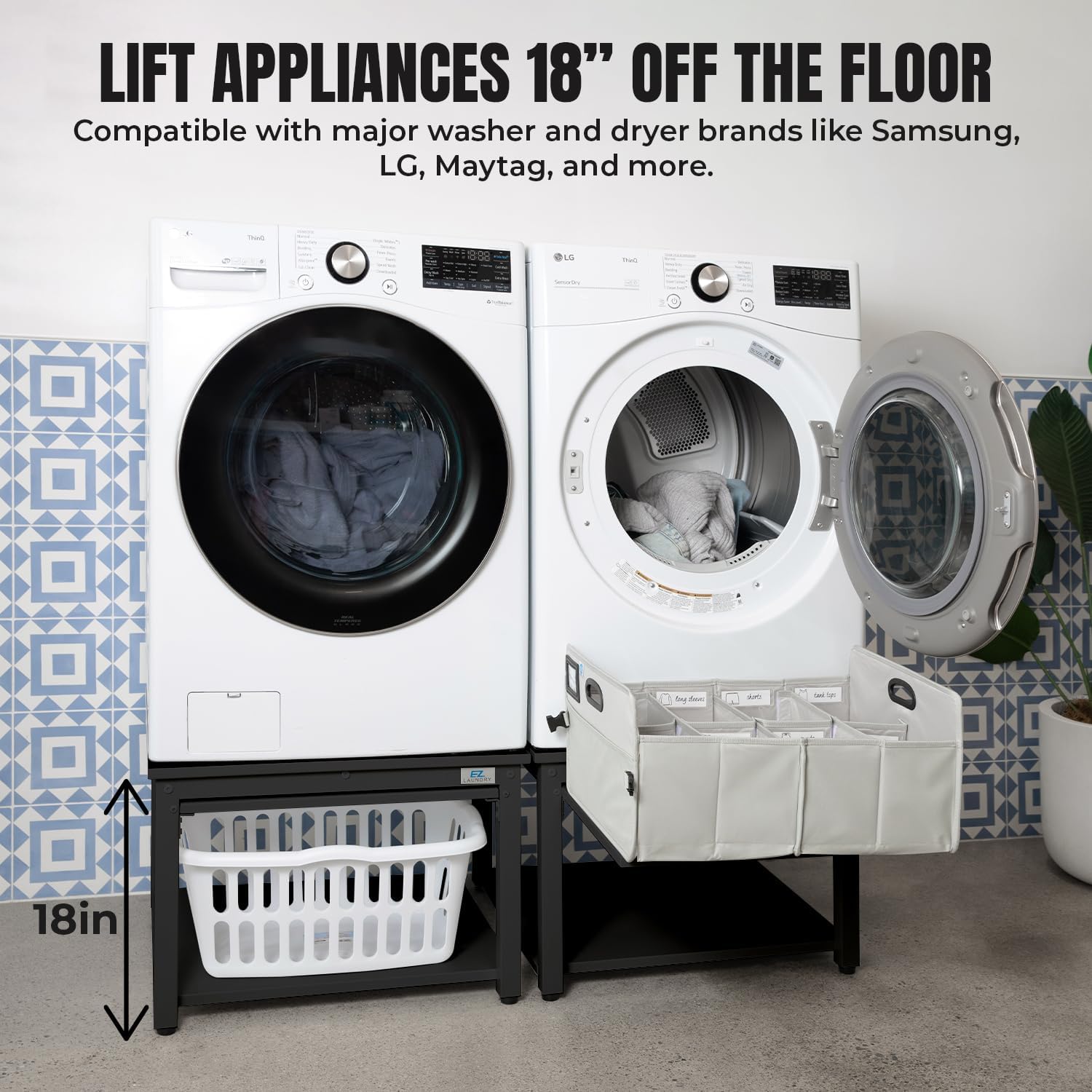 Washer and Dryer Pedestal with Pullout-Shelf - 29