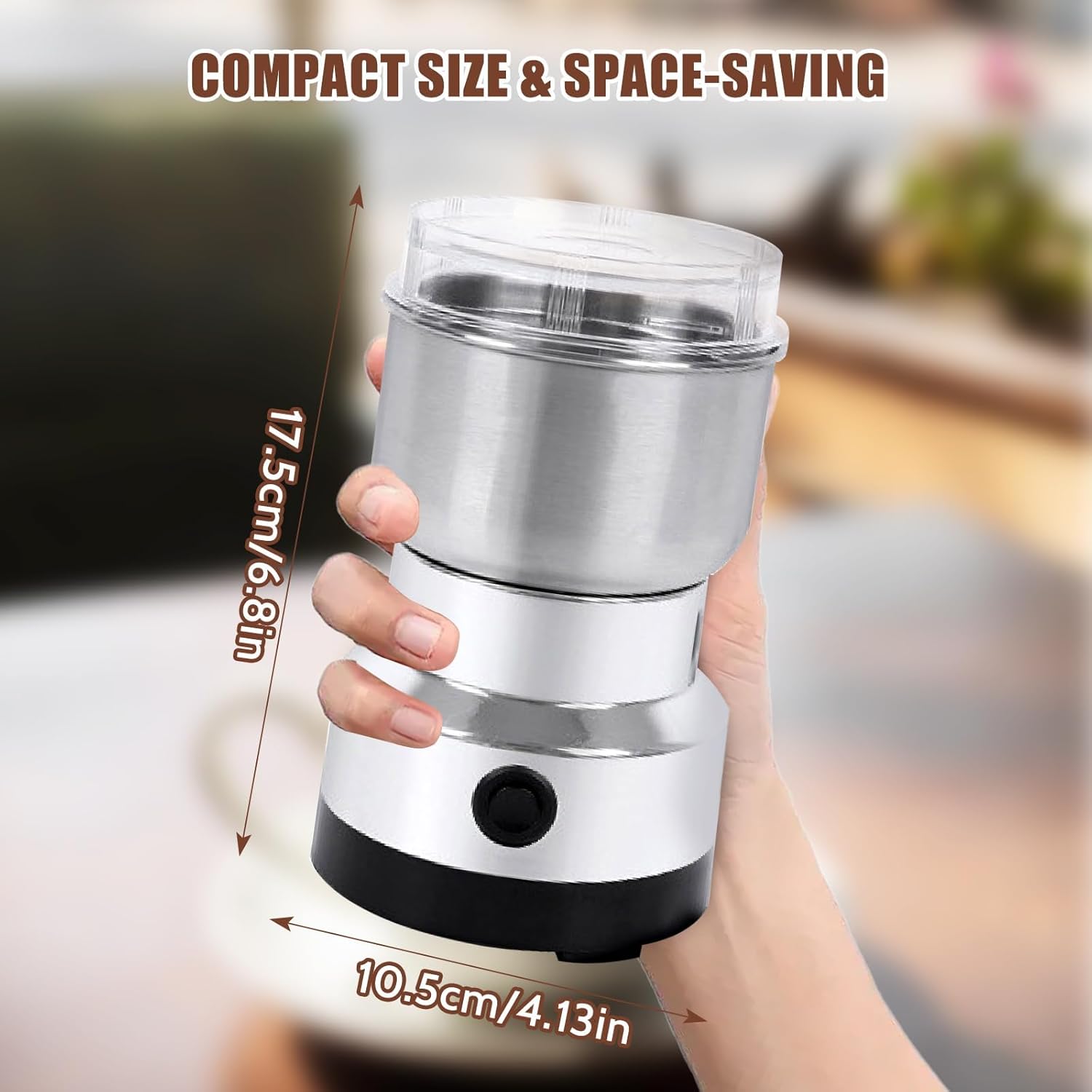 Mini Spice Grinder, Electric Coffee Grinders for Home Use, Household Small Stainless Steel Mill Blender Grinding Machine, Dry Grain Mill for Spices Rice Beans, OSFA