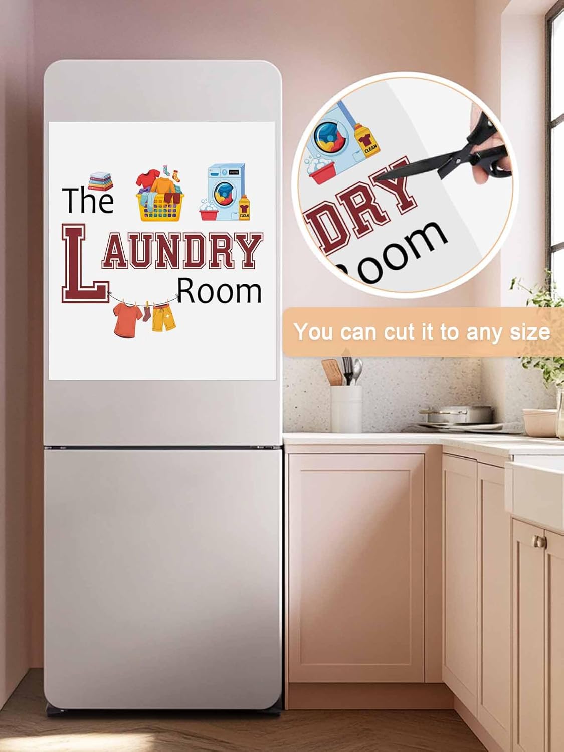 Laundry Room Dishwasher Magnet Cover, Cartoon Washing Machine Clothes Refrigerator Magnets Covers for The Front Door, Reusable Dishwasher Panel Fridge Decal Cover for Home Appliance Decor 23''x26''