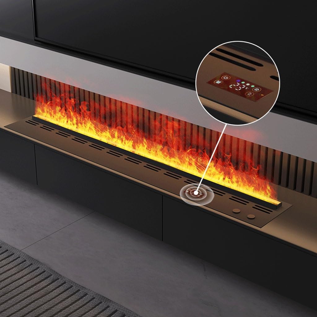 3D Water Vapor Fireplace with Humidifier Flame Villa TV Cabinet Fireplace Simulation Flame Humidifier Home Living Room TV Cabinet Embedded Fireplace(120cm)