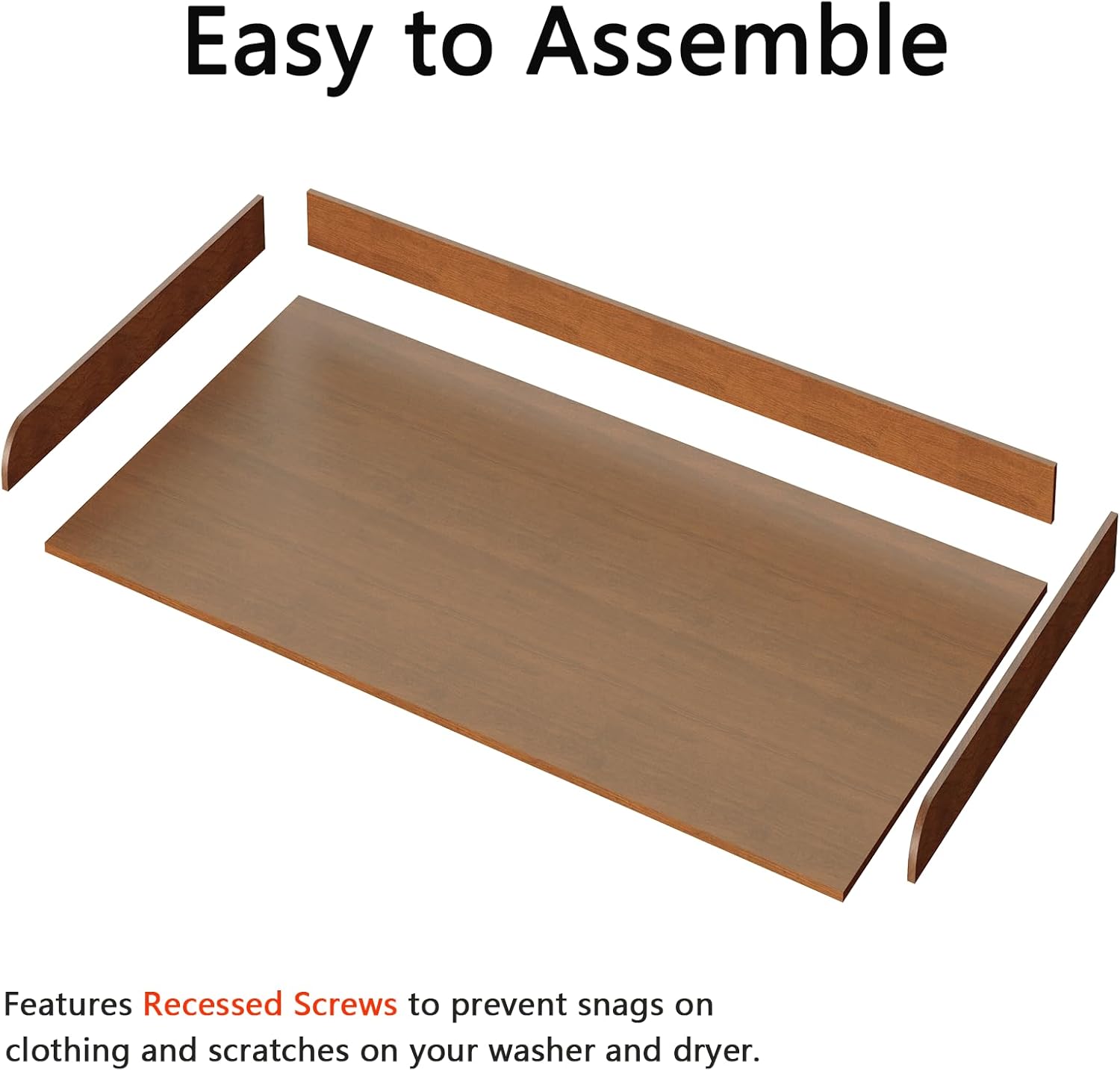 Fabuday Wood Washer Dryer Countertop for Laundry Room - 54'' W x 27.5'' D x 3.2'' H Laundry Counter Table for The Top with Edge, Storage and Organization Over Washing and Dryer, Satin Walnut Finish