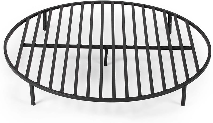 TITAN GREAT OUTDOORS Ash & Ember Round 36in Fire Pit Grate, Heavy Duty 1/2in Steel Elevated Log Wood Pit Grate, Burning Fireplace and Firepits