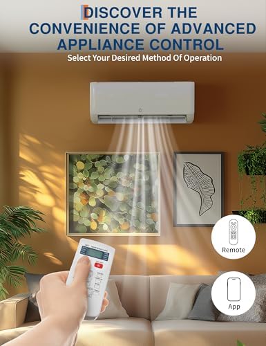 18000 Btu Mini Split AC Heating System, Wifi Enabled Mini Split Air Conditioner with 19 SEER2 Inverter, Heat Pump, 208-230V for Rooms Up to 1250 Sq. Ft, White