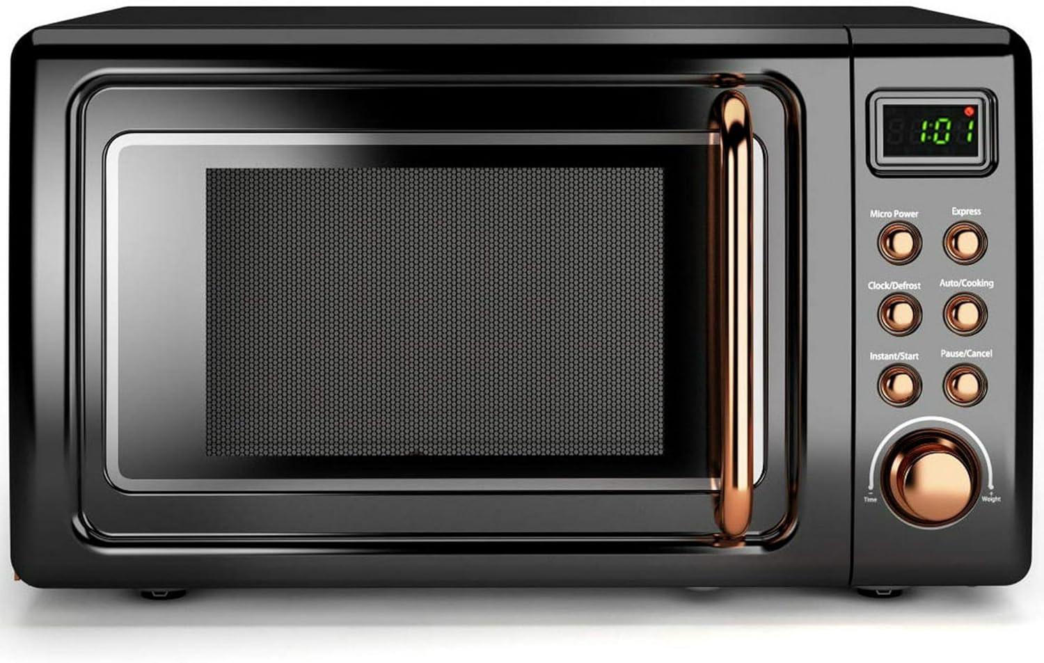 Retro 0.7 Cu.ft Countertop Microwave Oven with LED Display - 700W, Glass Turntable, Rose Gold
