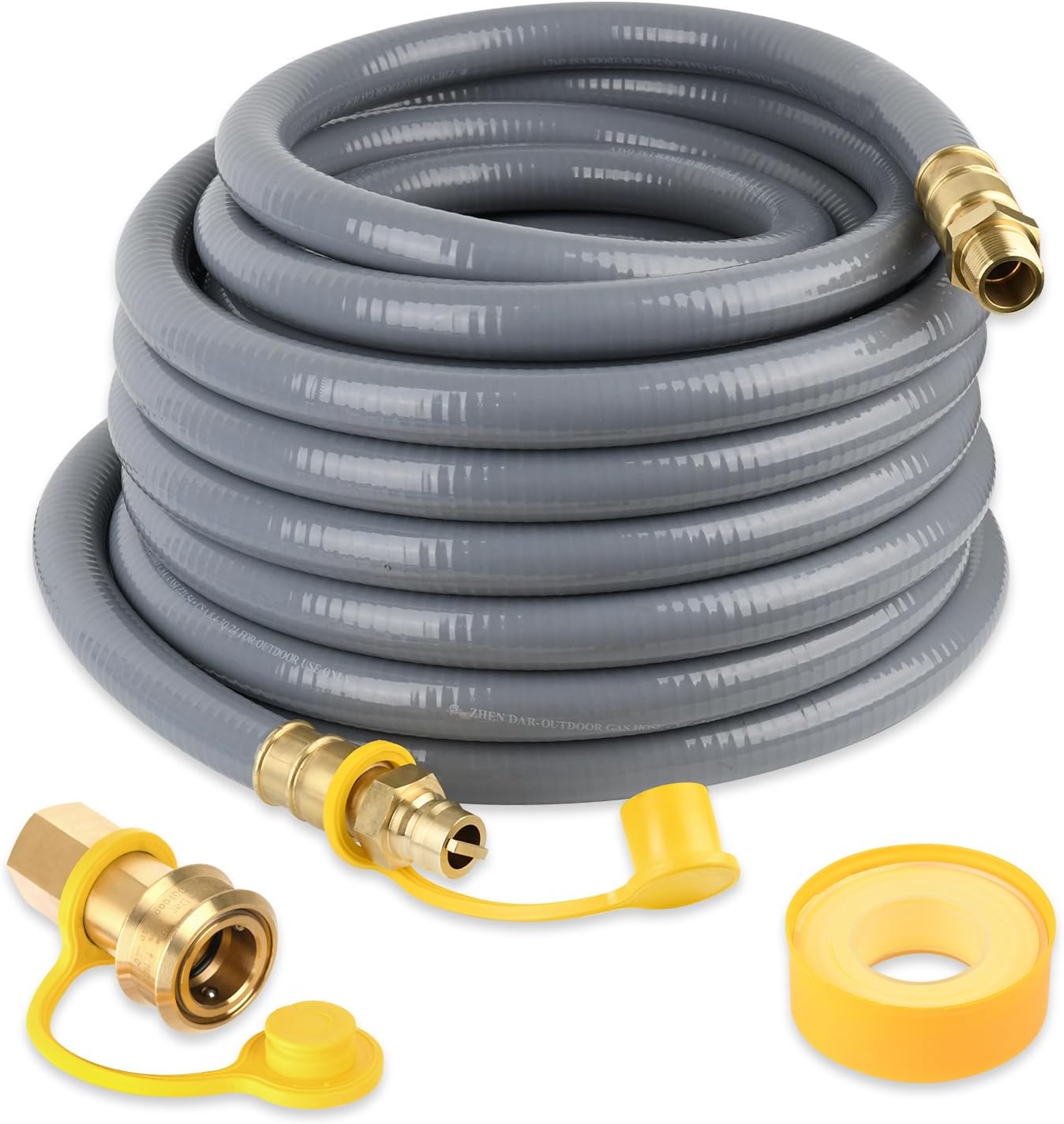 3/4 Inch ID Natural Gas Hose 50FT with Quick Connect Fittings, Natural Gas Conversion Kit Use for Grill, Patio Heaters, Pizza Oven,Generator, CSA Outdoor Use