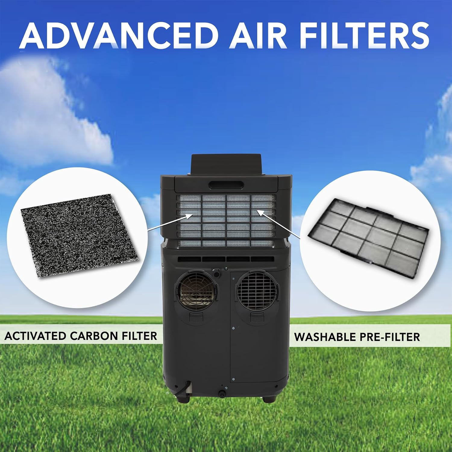 Whynter Portable Air Conditioner 12,000 BTU & Heater with Dual Hose Dehumidifier & Cooling Fan for 400 Sq Ft Rooms, Includes AC Unit Window Kit Elite ARC-122DHP (7,000 SACC), Silver