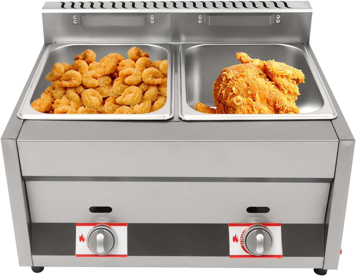 Commercial Deep Fryer, 12 Liter Stainless Steel Propane Countertop 2 * 6L Tank Gas Fryer with 2Lids Kitchen Frying Machine for French Fries Turkey Donuts Home Kitchen Restaurant